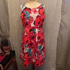 Bright floral dress cotton blend dress